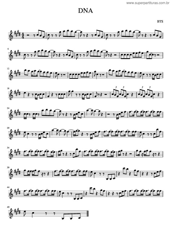 Partitura da música Dna – Bts