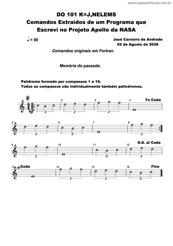Partitura da música Do 101 K=J,Nelems