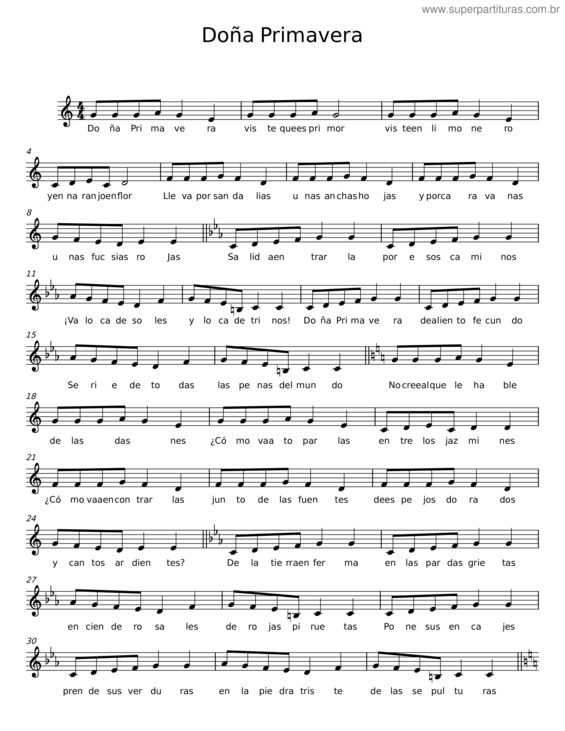 Partitura da música Doña Primavera v.2
