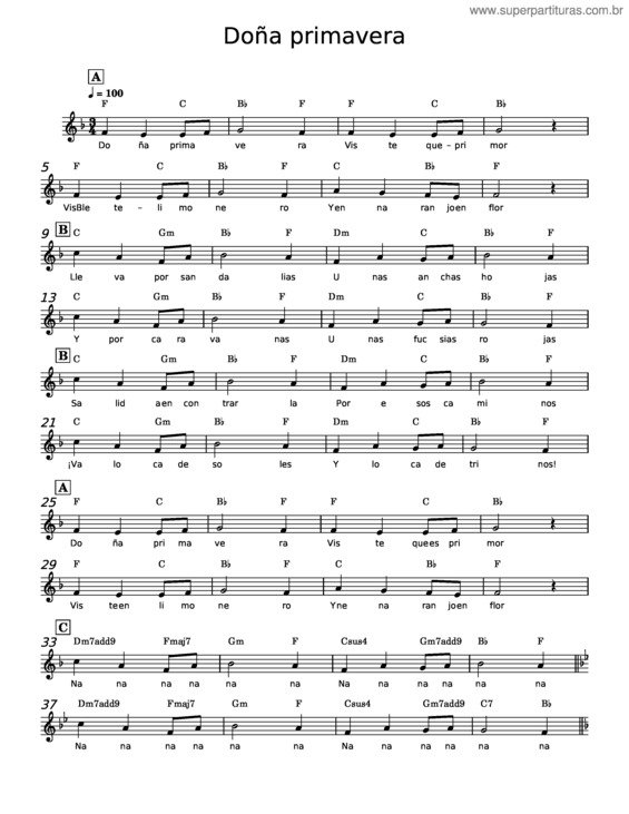 Partitura da música Doña Primavera