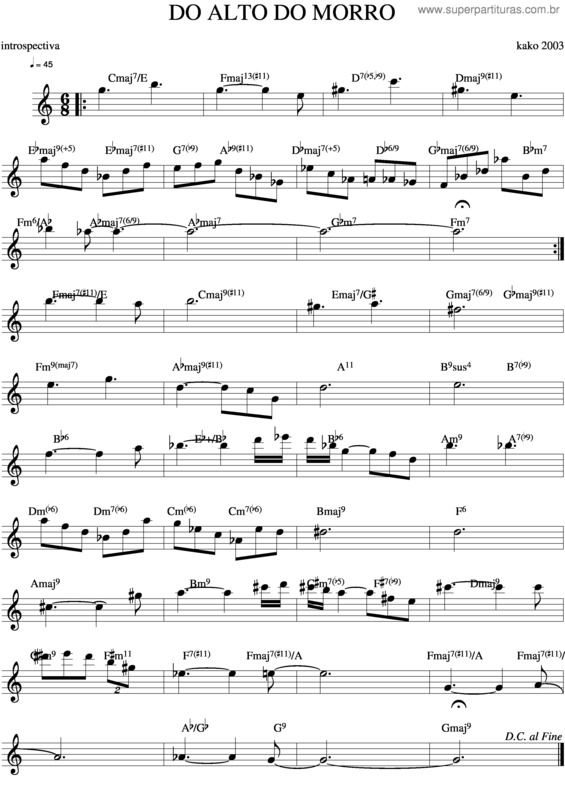 Partitura da música Do Alto Do Morro