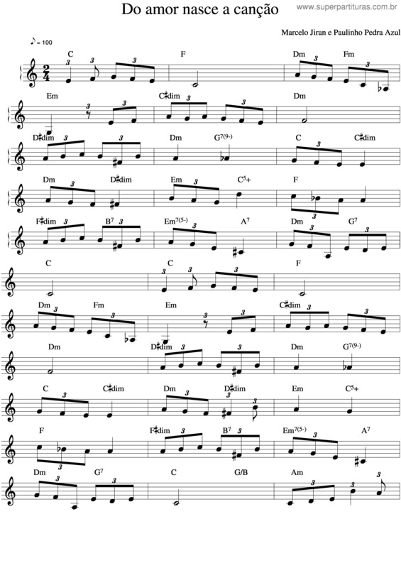 Partitura da música Do Amor Nasce A Canção