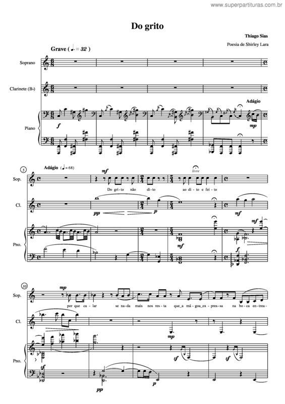 Partitura da música Do grito