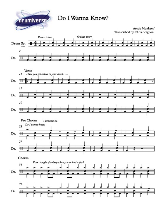 Partitura da música Do I Wanna Know