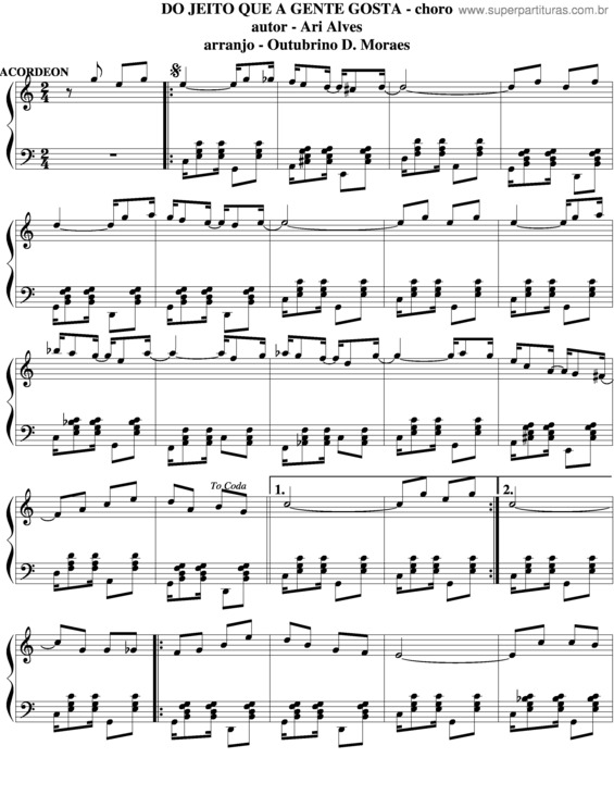 Partitura da música Do Jeito Que A Gente Gosta v.2