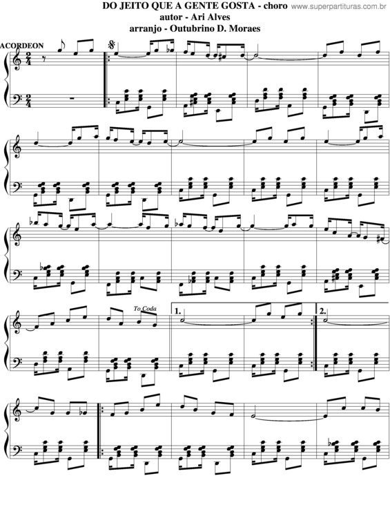 Partitura da música Do Jeito Que A Gente Gosta v.2