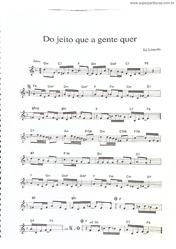 Partitura da música Do Jeito Que A Gente Quer