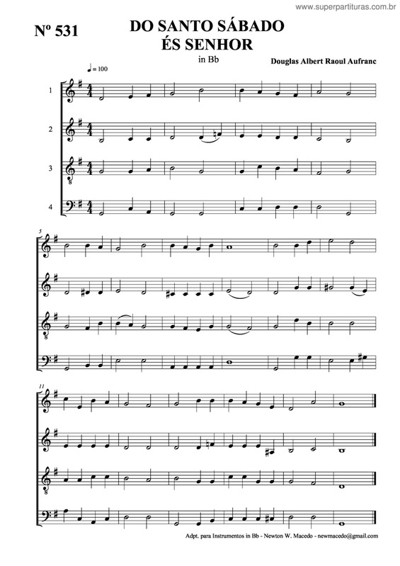 Partitura da música Do Santo Sábado És Senhor v.2