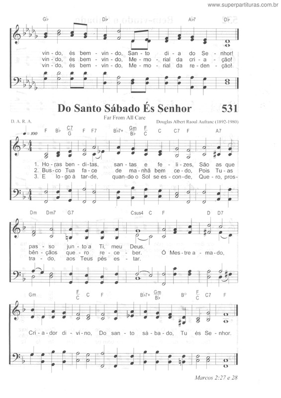 Partitura da música Do Santo Sábado És Senhor