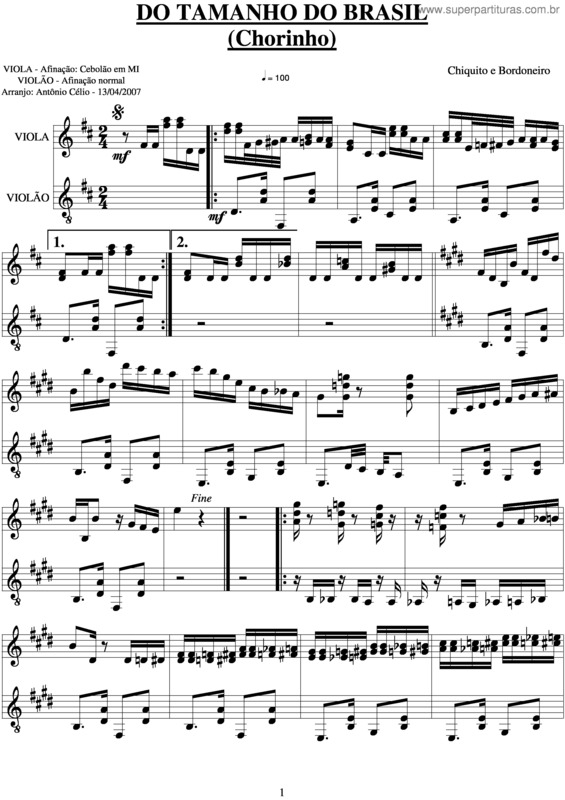 Partitura da música Do Tamanho Do Brasil v.2