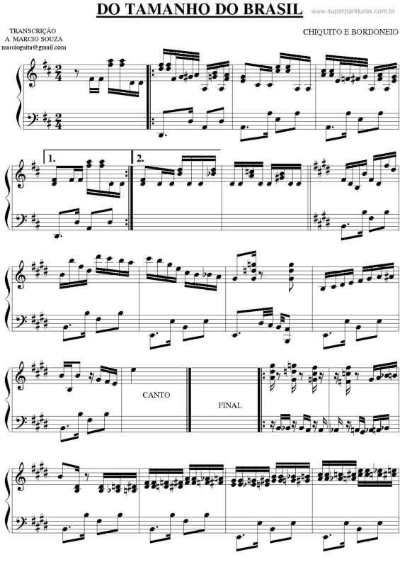 Partitura da música Do Tamanho Do Brasil