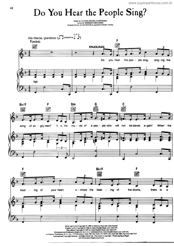 Partitura da música Do you hear the people sing?