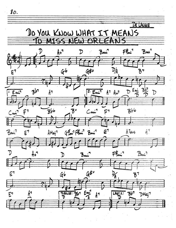 Partitura da música Do You Know What It Means To Miss New Orleans v.2