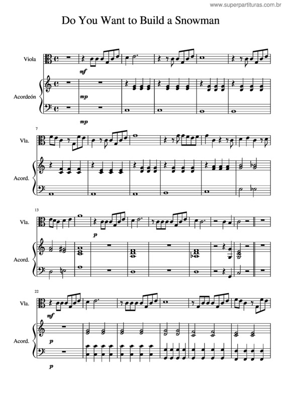 Partitura da música Do You Want To Build A Snowman Viola Y Acorde N