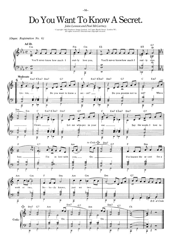 Partitura da música Do You Want To Know A Secret v.5