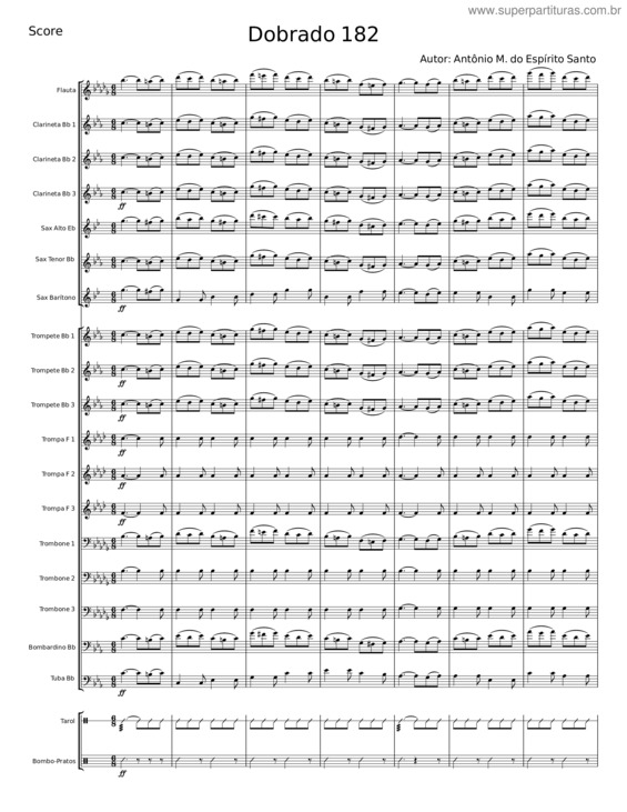 Partitura da música Dobrado 182 – Antônio M. Do Espírito Santo