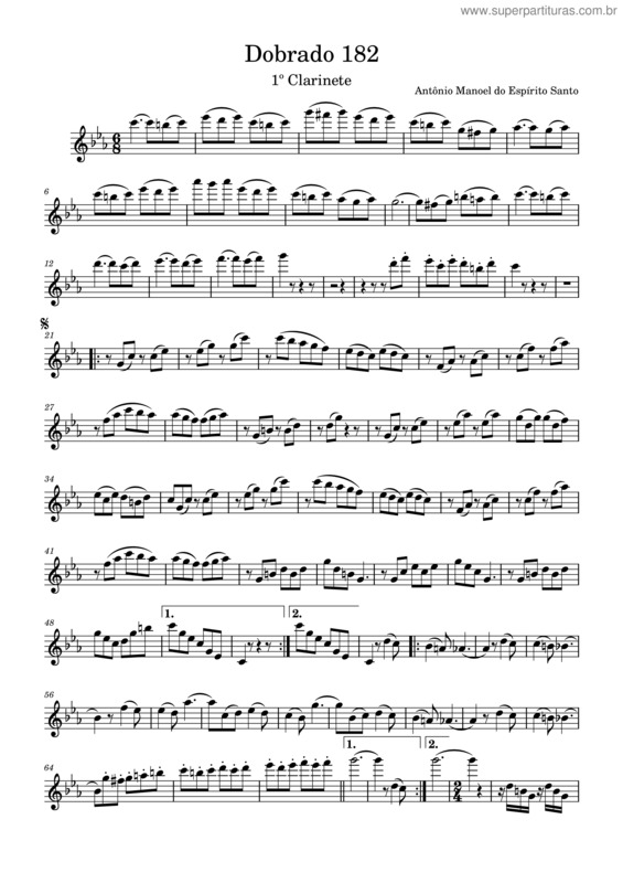 Partitura da música Dobrado 182 – Antônio Manoel Do Espírito Santo v.4
