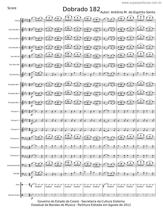 Partitura da música Dobrado 182