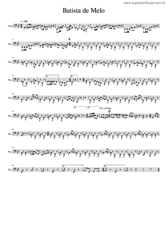 Partitura da música Dobrado Batista De Melo – Tuba Bb