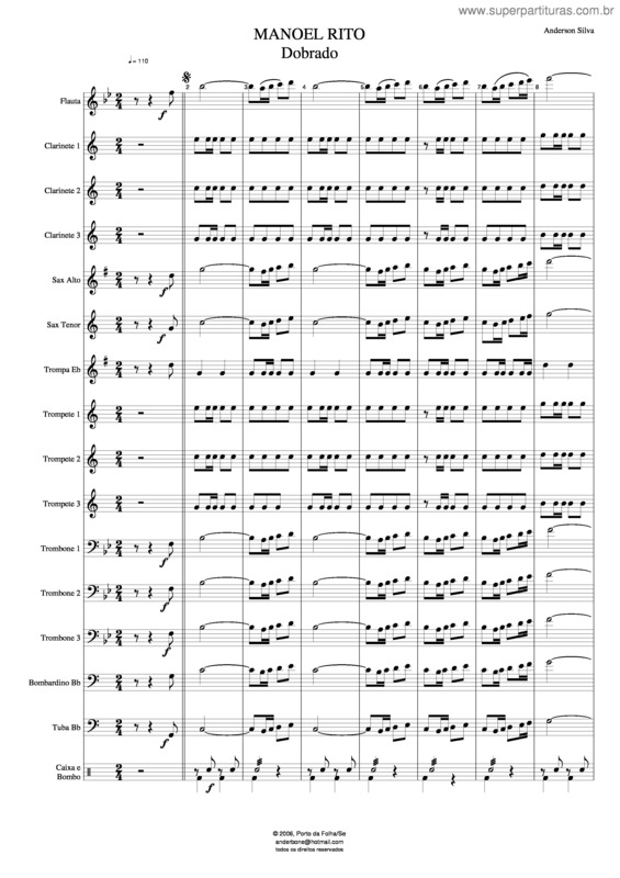 Partitura da música Dobrado Manoel Rito