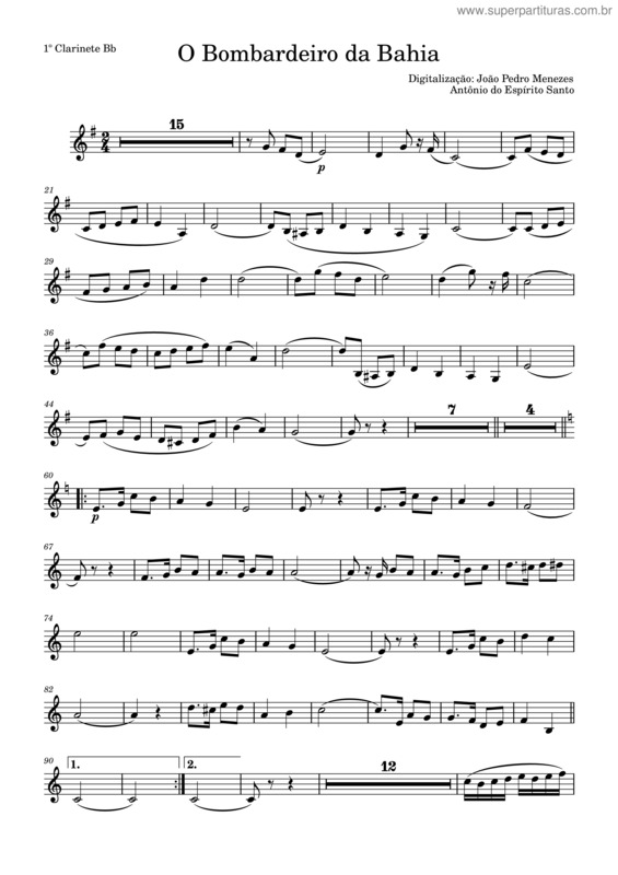 Partitura da música Dobrado O Bombardeiro Da Bahia – Antônio Do Espírito Santo