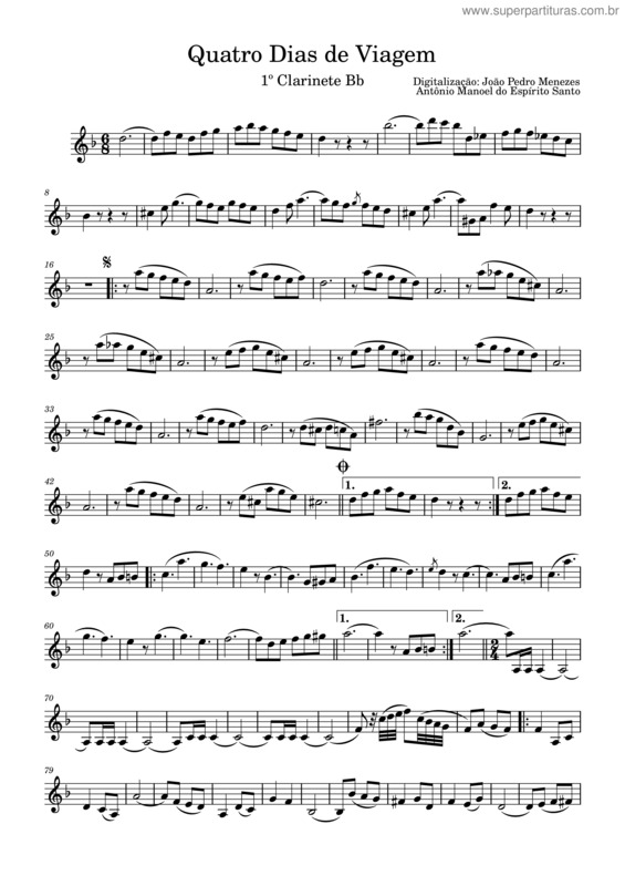 Partitura da música Dobrado Quatro Dias De Viagem – Antônio Manoel Do Espírito Santo v.2