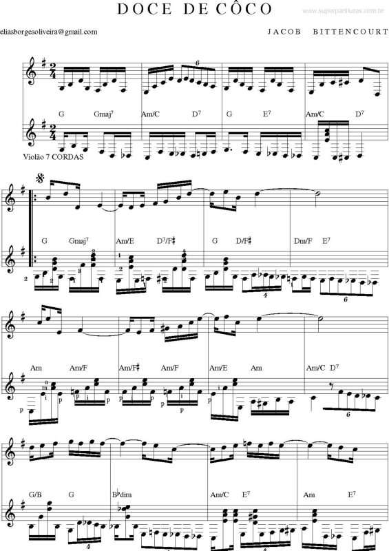 Partitura da música Doce de Coco v.2