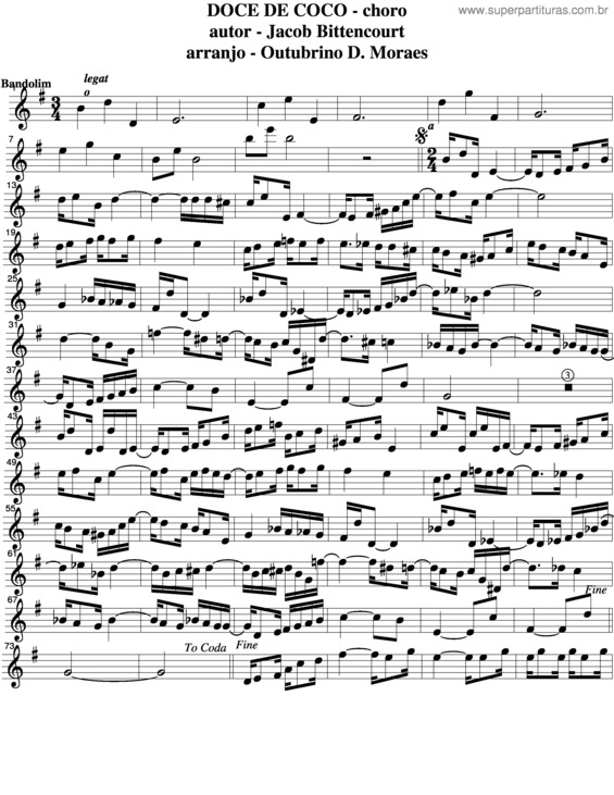 Partitura da música Doce De Coco v.5