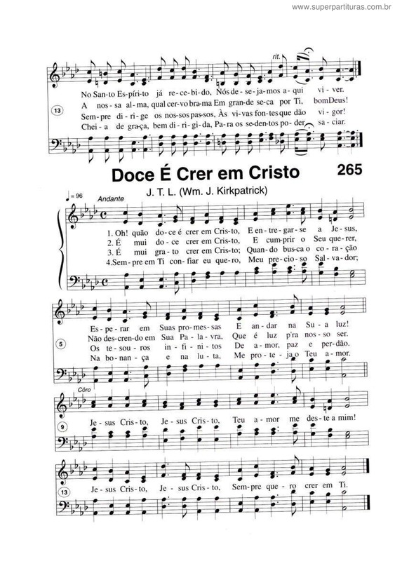 Partitura da música Doce É Crer Em Cristo