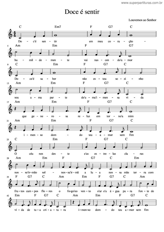 Partitura da música Doce É Sentir v.2