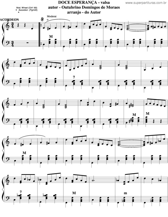 Partitura da música Doce Esperança 