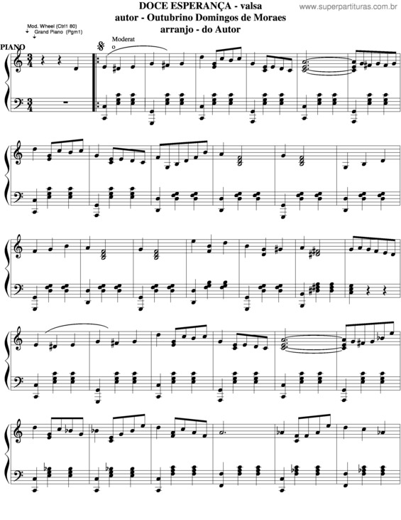 Partitura da música Doce Esperança