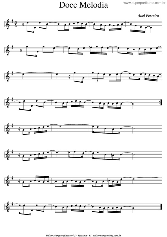 Partitura da música Doce Melodia