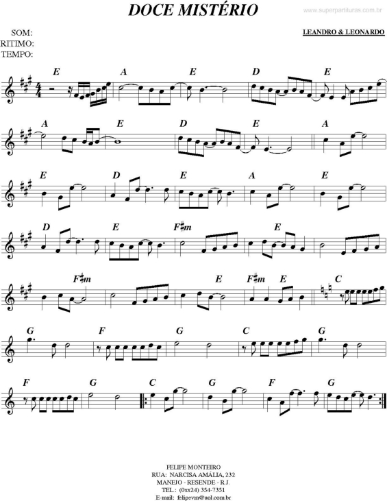 Partitura da música Doce Mistério