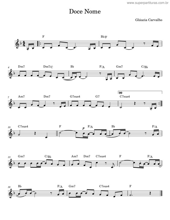 Partitura da música Doce Nome – Gláucia Carvalho v.4