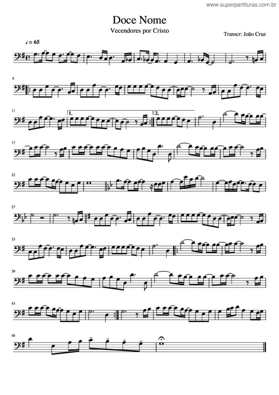 Partitura da música Doce Nome – Vencedores Por Cristo v.2