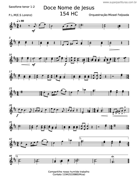 Partitura da música Doce Nome De Jesus – Edmund S. Lorenz v.2