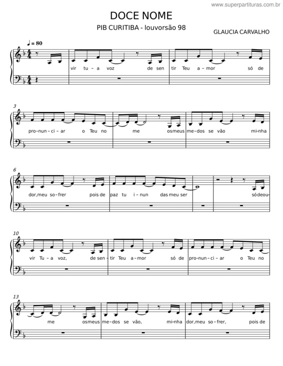 Partitura da música Doce Nome v.4