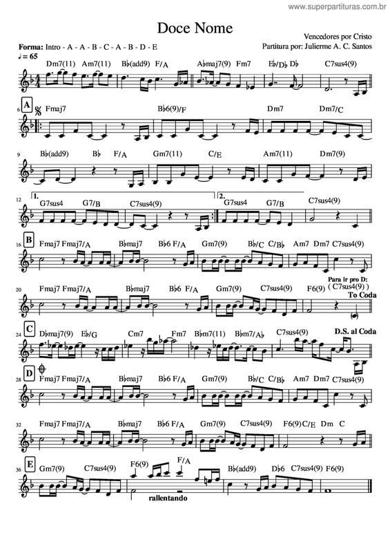 Partitura da música Doce Nome