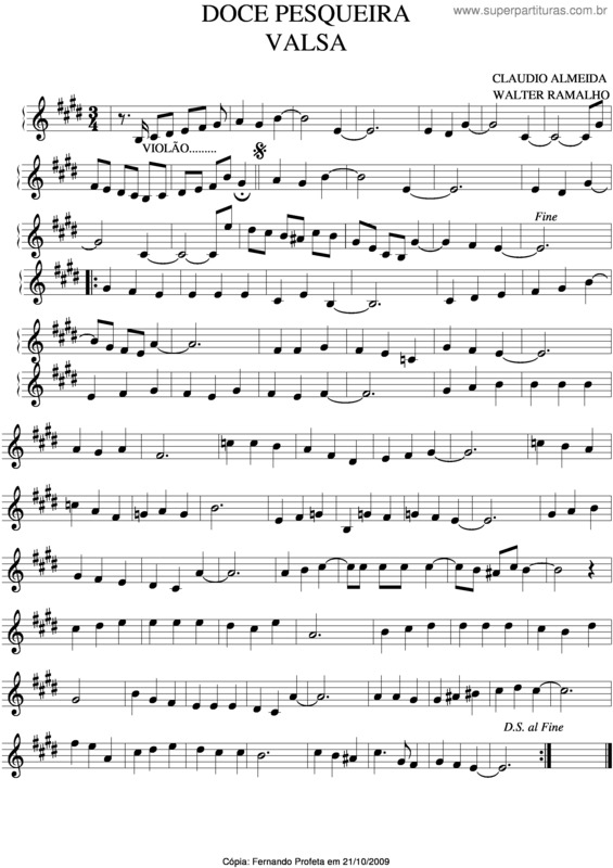 Partitura da música Doce Pesqueira