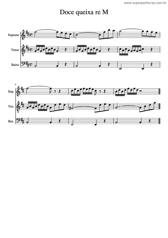 Partitura da música Doce Queixa Re M