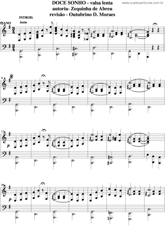 Partitura da música Doce Sonho