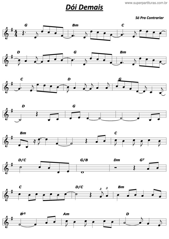 Partitura da música Dói Demais v.2