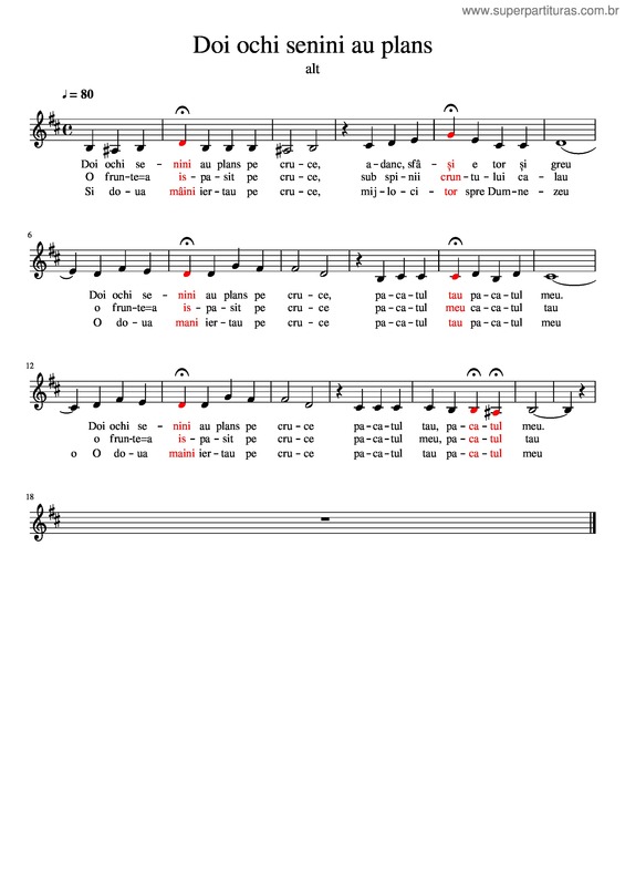 Partitura da música Doi Ochi Senini Au Plans