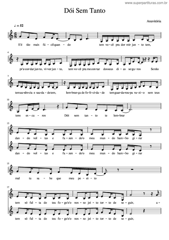 Partitura da música Dói Sem Tanto