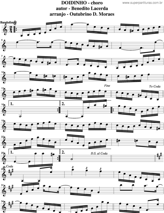 Partitura da música Doidinho v.2