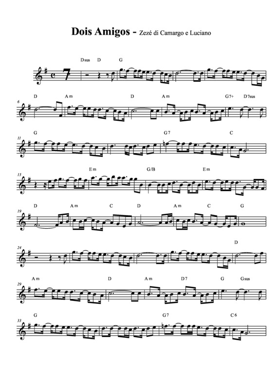 Partitura da música Dois Amigos v.3