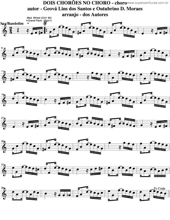 Partitura da música Dois Chorões No Choro v.7