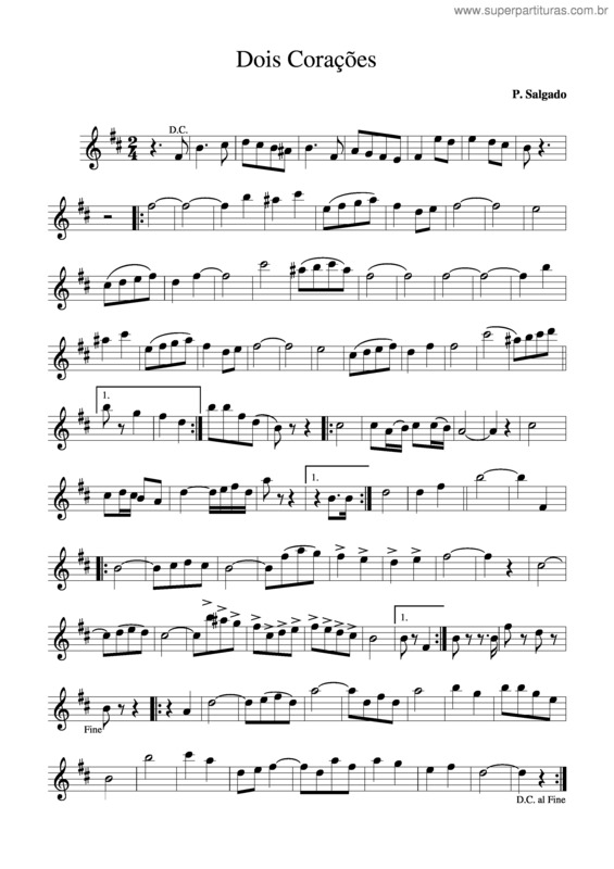 Partitura da música Dois Corações v.3