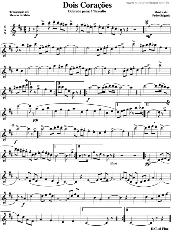 Partitura da música Dois Corações v.4